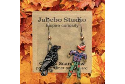Jabebo Crow and Scarecrow Earrings