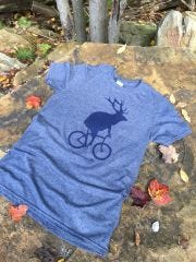 Adult Elk on a Bike T-Shirt