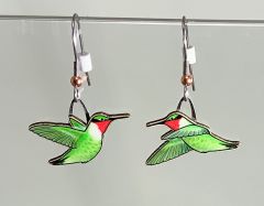 Ruby-throated Hummingbird Jabebo Earrings