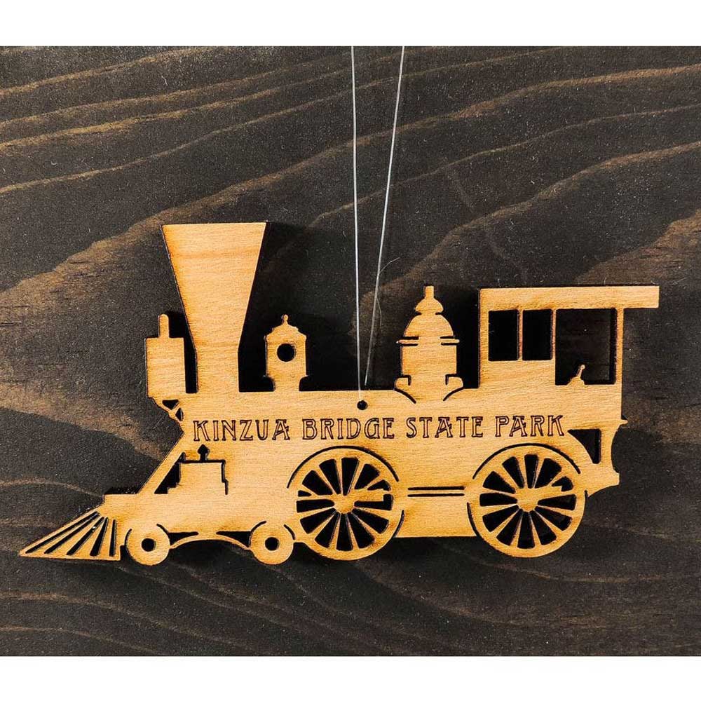 Engraved Wooden Train Ornament