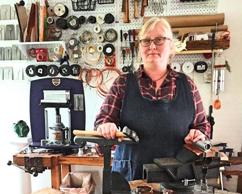 Stephanie Distler making jewelry